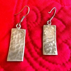 Sterling Silver Rectangle Dangle Earrings